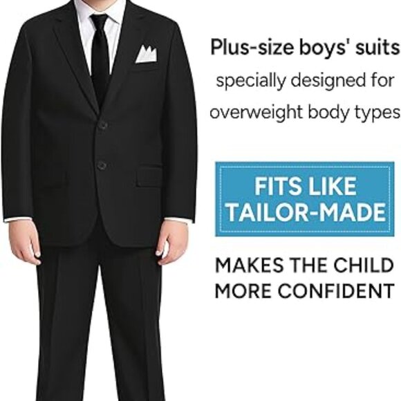 Boys' Plus Size Stretch Suit Set, Adjustable Waist - Picture 2 of 6